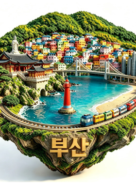 【韩国釜山冰箱贴】甘川文化村海东龙宫寺跨海大桥文创伴手礼磁贴