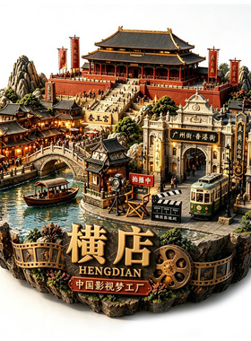 【浙江金华横店冰箱贴】影视城秦王宫清明上河图文创旅游打卡磁贴
