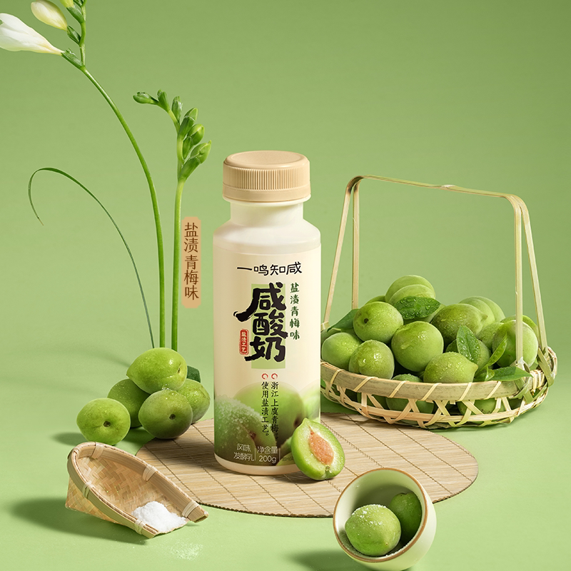 一鸣真鲜奶吧咸酸奶青梅/菠萝风味冰淇淋感大果粒发酵乳200g*10瓶