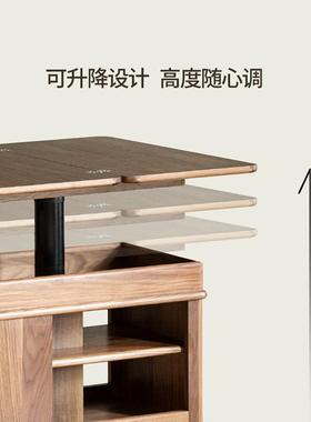 移动茶几推车可升降小户型实木客厅家用多功能沙发边几旋转角几