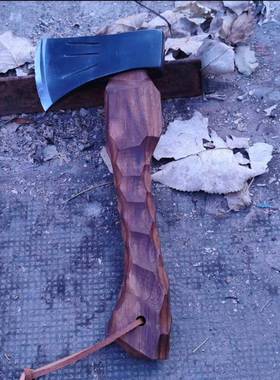 户外露营手斧锰钢锻打野营斧营地斧系黑胡桃手斧便携手工锻打