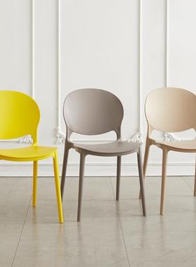 北欧家用塑料餐椅靠背椅轻奢户外大排档餐厅奶茶店可叠放休闲椅子
