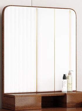 新中式胡桃木实木梳妆台化妆桌子简约现代卧室小户型方镜梳妆台桌