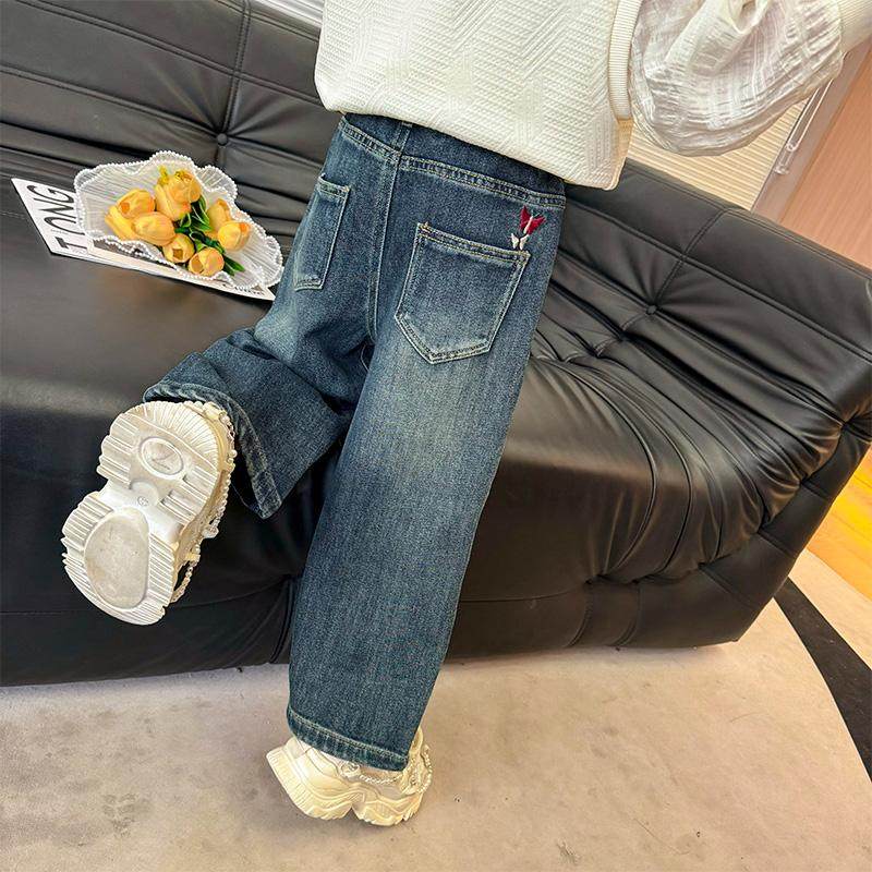 女童牛仔裤秋冬款2025新款儿童秋装裤子中小童装女孩秋季直筒长裤,淘宝优惠券,粉丝福利购,淘宝优惠卷