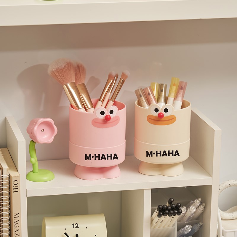 多巴胺化妆刷收纳筒宿舍办公室桌面文具收纳笔筒梳妆台刷子置物架 - 图1