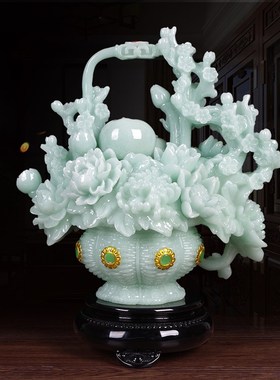 荣华富贵牡丹f花摆件乔迁新居工艺品装饰电视酒柜中式书房开业礼