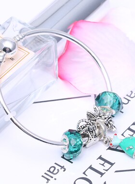 新款潘diy多拉个性创意时尚卡通手饰L  绿色公主裙吊坠手链