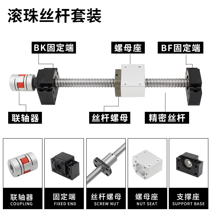 滚珠丝杆丝杠支撑座固定侧FFF8101215202530含6系轴承-图2