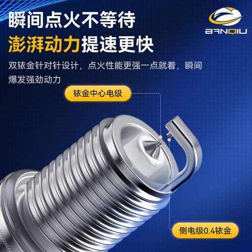 BANQIU半球双铱金火花塞适用北汽绅宝D20D50D60D70D80X65X55 X25 - 图1