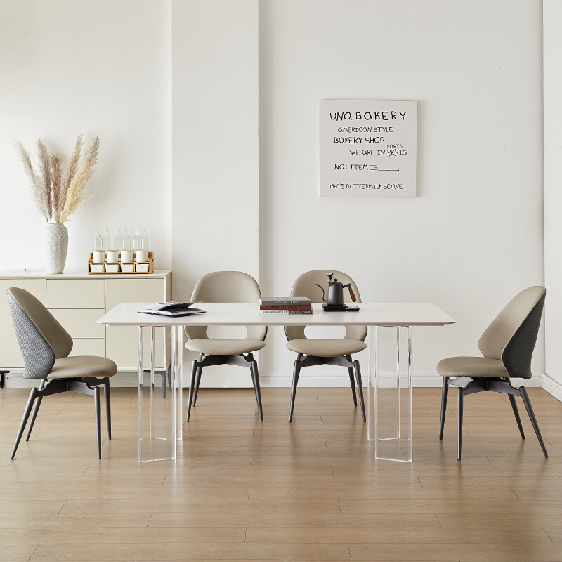 吉诺威亚克力岩板餐桌小户型家用长方形饭桌轻奢悬浮德利丰餐桌椅-图1
