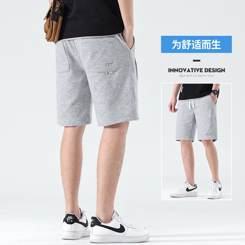 针织薄款运动中裤子美式休闲夏季短裤H男士半截外穿五分冰丝大裤