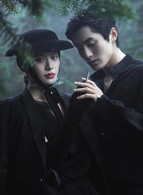 赫本式复古黑色系带麦秆法礼编QJD织小帽女夏遮阳写真优季雅盆帽
