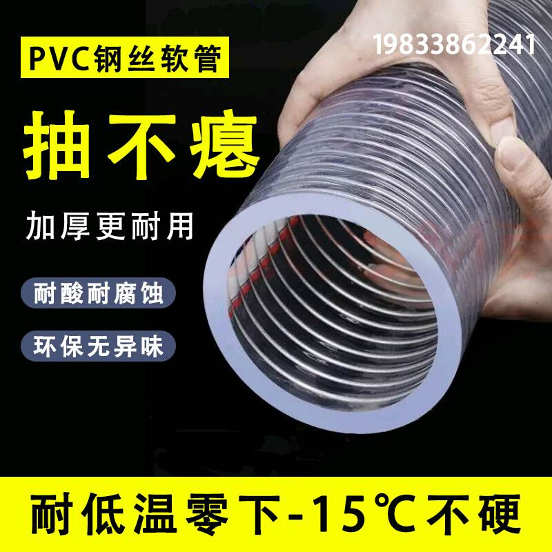 PVC钢丝软管大口径透明塑料110/150/160/133/80mm排水内衬钢丝管-图1