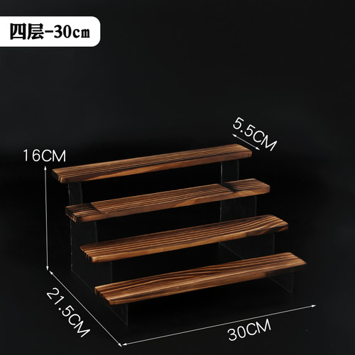 复古展示架亚克力透明阶梯盲盒桌面置物架文玩古玩茶具杯手办公仔 - 图2