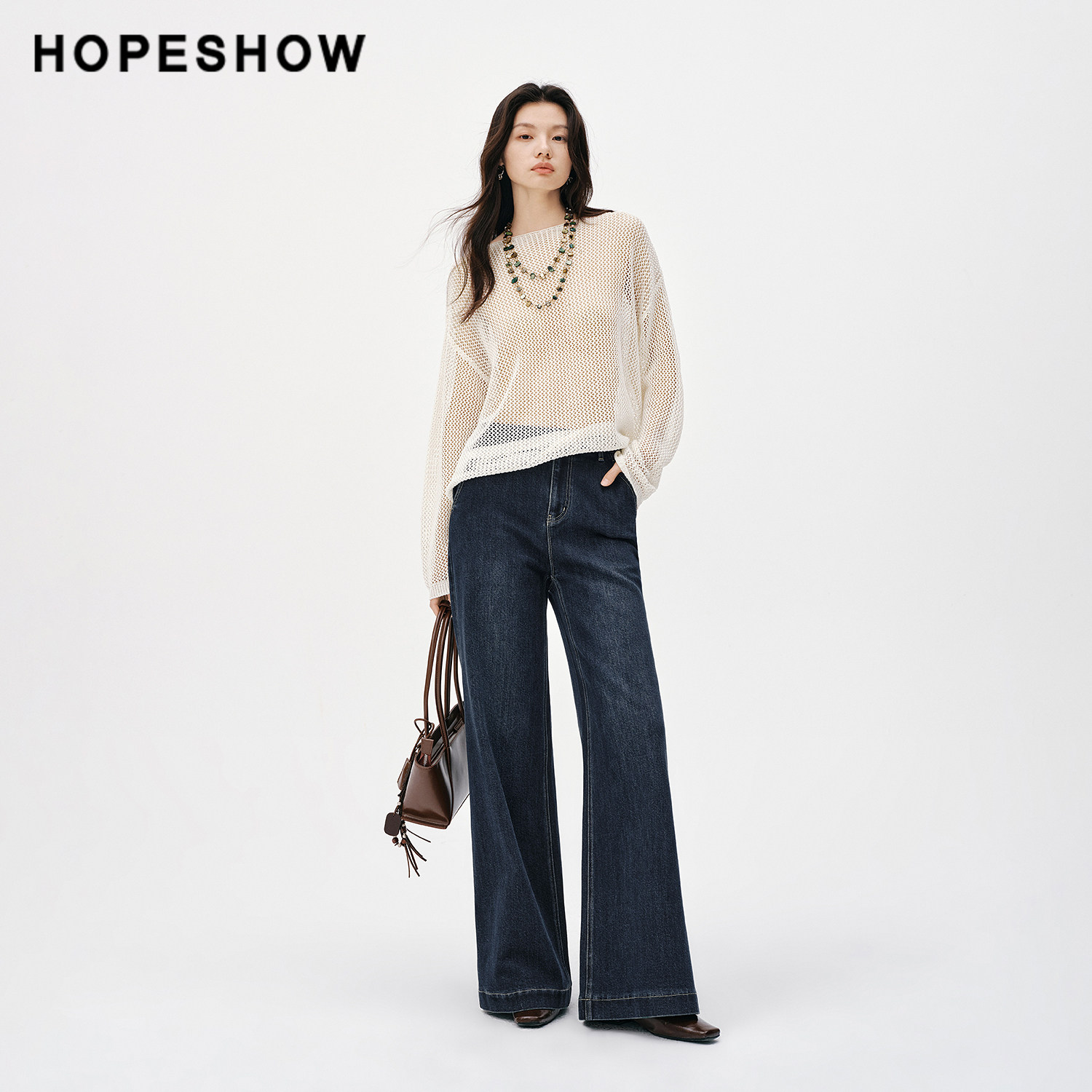 【会员专享】红袖2026春新款女装复古水洗做旧拼接阔腿牛仔长裤,淘宝优惠券,粉丝福利购,淘宝优惠卷