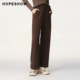 Hongxiu Mall's same style HOPESHOW drawstring woolen trousers winter 2024 new women's elastic waist straight pants