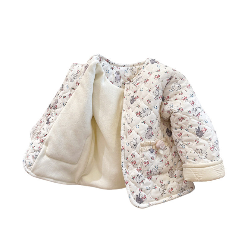 女童秋冬季加绒加厚棉服宝宝保暖棉袄儿童碎花上衣外套洋气冬装潮,淘宝优惠券,粉丝福利购,淘宝优惠卷