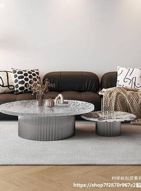 捷克水晶有机亚克力圆形茶几客厅家用轻奢现代简约大理石边几组合