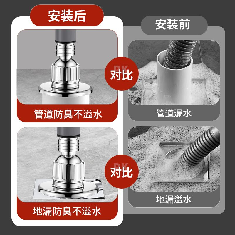 洗衣机地漏型全封闭除臭专用接头下水管防臭防溢水排水管 - 图1