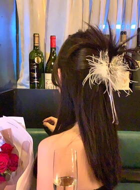 原创超仙蝴蝶羽毛流苏抓夹发夹女