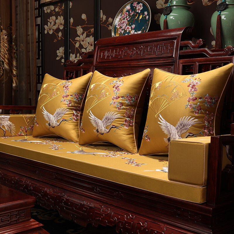 新中式沙发垫红木家具坐垫实木椅子海绵垫中国风罗汉床五件套定制 - 图2