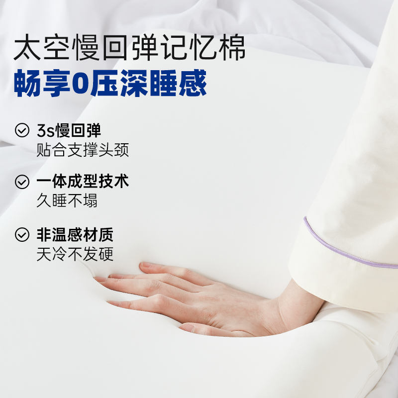温眠安睡S舒颈枕记忆棉枕头酒店家用枕芯抗菌平枕,淘宝优惠券,粉丝福利购,淘宝优惠卷