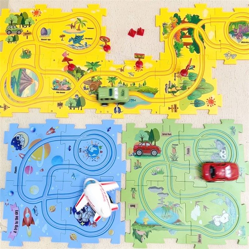 儿童轨道车DIY拼图玩具益智自动轨道汽车玩具电动汽车拼图轨道车,淘宝优惠券,粉丝福利购,淘宝优惠卷