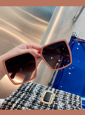 蔷薇粉色粗框墨镜女夏季圆脸显瘦时尚街拍宽版磨砂太阳眼镜潮防晒