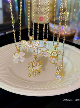 混合宝石镶嵌十字链项链