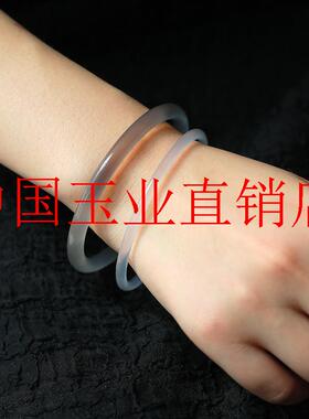 玉髓叮当镯玛瑙手镯烟灰色小细圆条美人镯子冰种年轻高级灰少女款