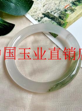 高端新疆天山翠手镯少女感冰糯种宝石光金丝玉飘阳绿花圆条正圈镯