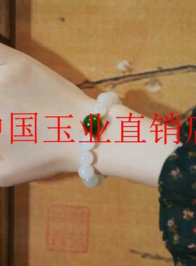 新疆羊脂白玉多圈圆珠手串新中式国风和田玉碧玉手链原创女款项链