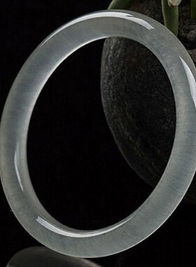 高端通透玉手镯冰种圆条精选新疆阿富汗白玉冰丝手镯缠丝玉镯送礼