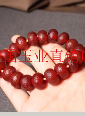 新疆和田玉精品特色四川凉山南红玛瑙算盘珠手链男女款柿子红手串