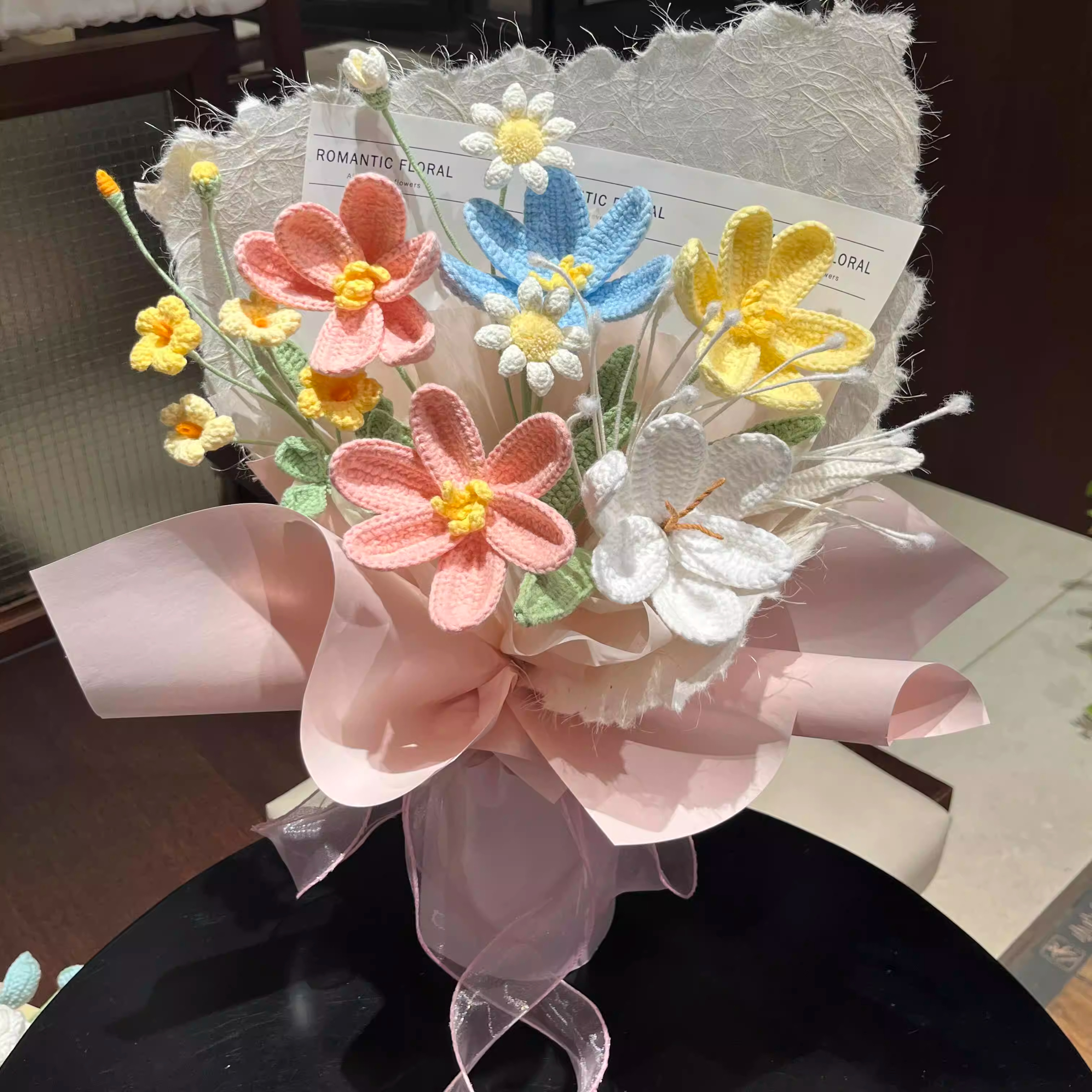 手工编织花束diy材料包雪妃尔毛线钩织玫瑰花送女朋友闺蜜礼物,淘宝优惠券,粉丝福利购,淘宝优惠卷