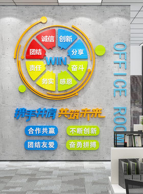 企业职场文化办公室墙面装饰背景形象设计布置公司励志标语高级感