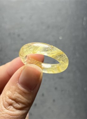 男女未镶嵌水晶素圈指环 天然水晶戒指 天然未镶嵌裸石金发晶指环