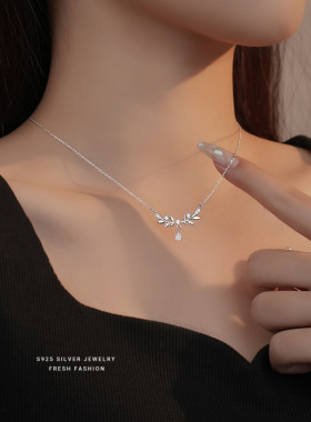 足银轻奢月桂女神项链女小众气质高级感幸运花锁骨链情人节送女友