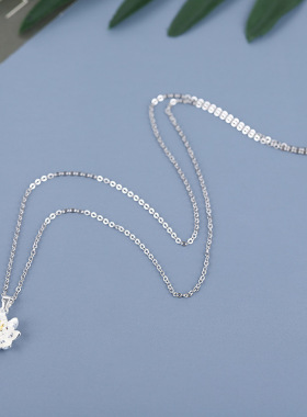 莲花古风小清新项链女中国风复古高级感吊坠锁骨链礼物S925纯银