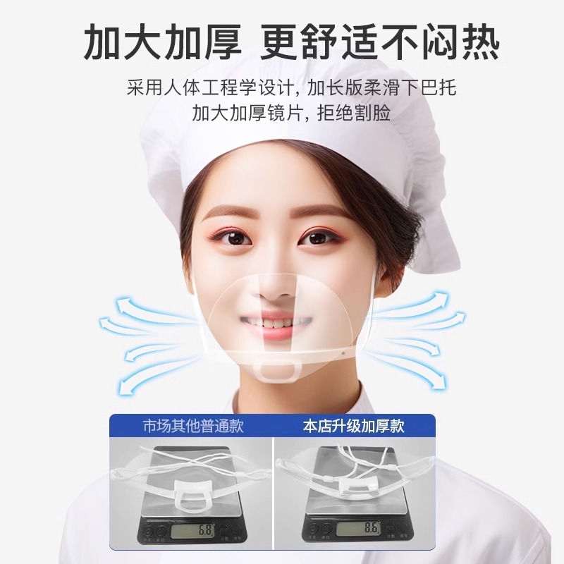 透明口罩餐饮专用防油烟厨师厨房食品加工奶茶店咖啡店专用口罩
