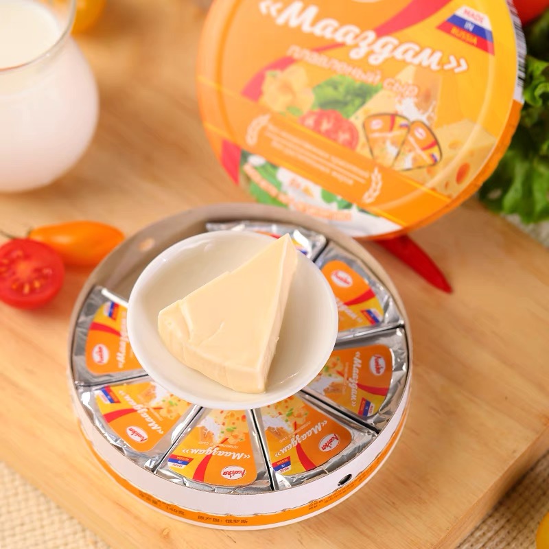俄罗斯原装进口奶酪小圆芝士三角芝士块零食纯正干酪咸味即食烘焙 - 图3