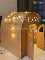 Childrens Paper House Toy House Cardboard Castle Handmade Kindergarten Baby Paper Shell Made Cottage Cardboard Room Paper House