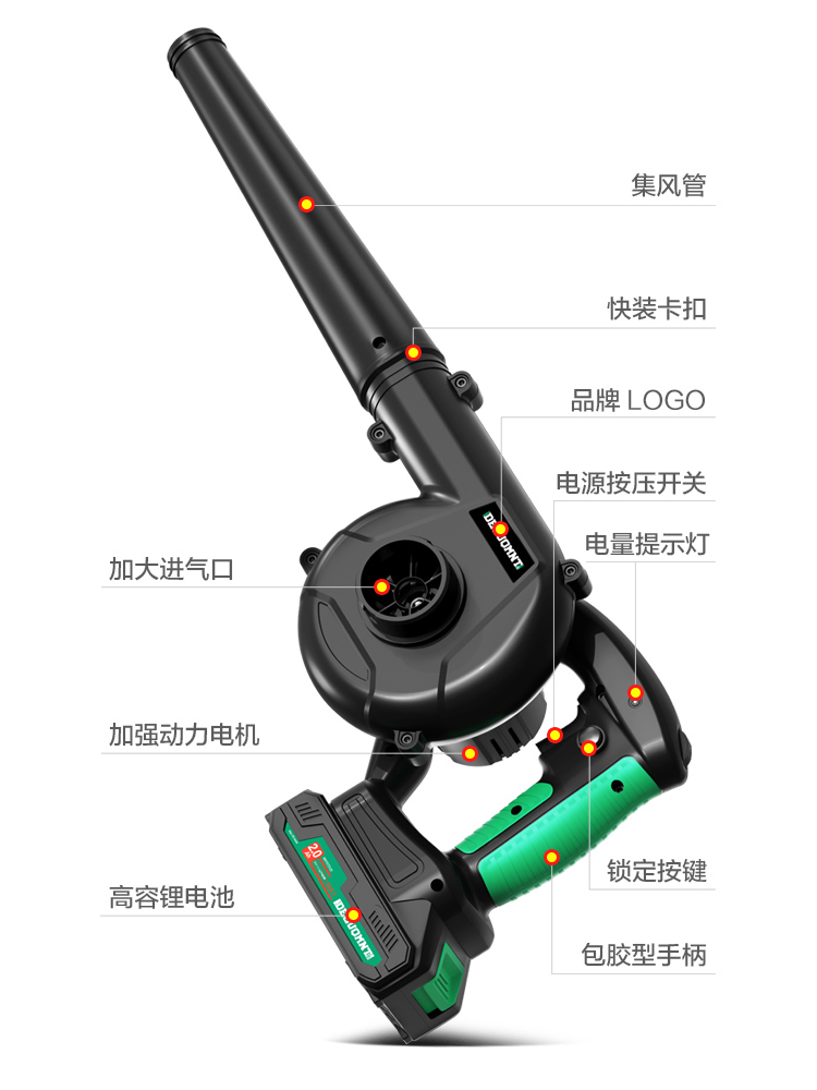 。德国美耐特?锂电池鼓风机大功率充电吹风机工业吹灰尘枪吸除尘