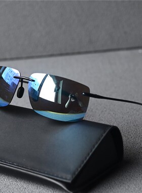 超轻新款男士偏光太阳眼镜无框防晒潮流驾驶墨镜运动骑行眼镜方形