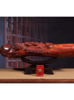 紫檀横财客厅办公室水风柱红木酸枝花梨工艺礼品招财进宝镇宅摆件