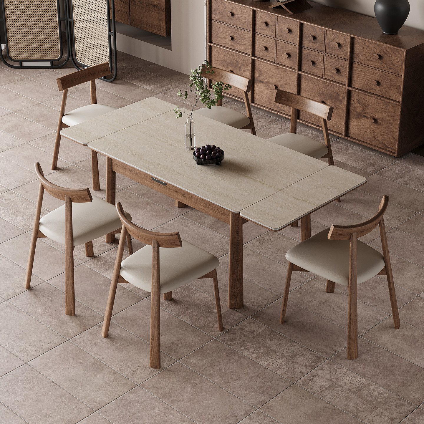 家用小户型白蜡木实木岩板伸缩多功能电磁炉暖菜板保温加热餐桌椅,淘宝优惠券,粉丝福利购,淘宝优惠卷