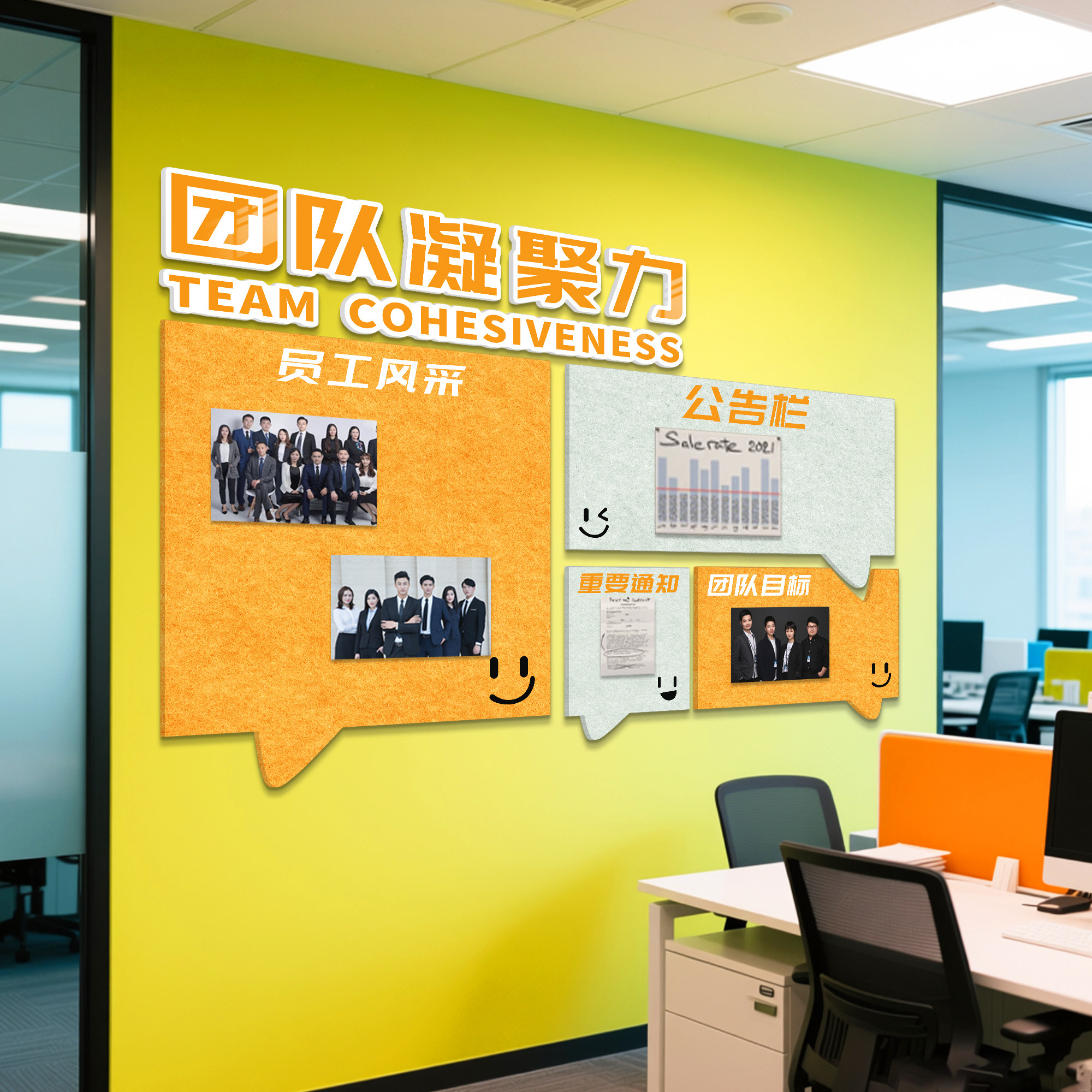 企业文化墙办公室氛围布置公告栏展示公司员工风采照片毛毡板墙贴,淘宝优惠券,粉丝福利购,淘宝优惠卷