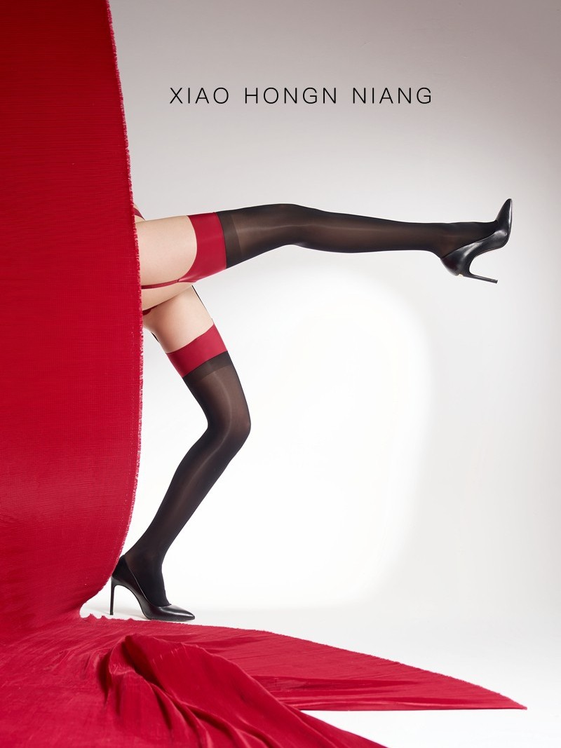 油光吊带一体袜女网红纯欲红色丝袜黑丝撞色显瘦油光长筒过膝袜薄,淘宝优惠券,粉丝福利购,淘宝优惠卷