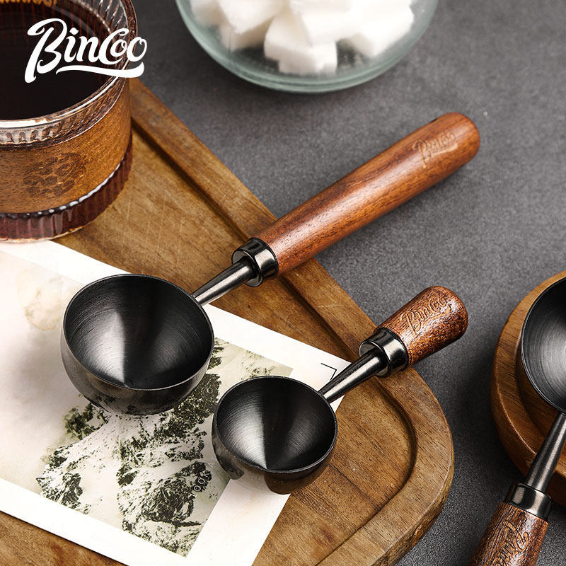 Bincoo咖啡勺304不锈钢盛咖啡豆专用克数勺长柄胡桃木咖啡粉量勺,淘宝优惠券,粉丝福利购,淘宝优惠卷