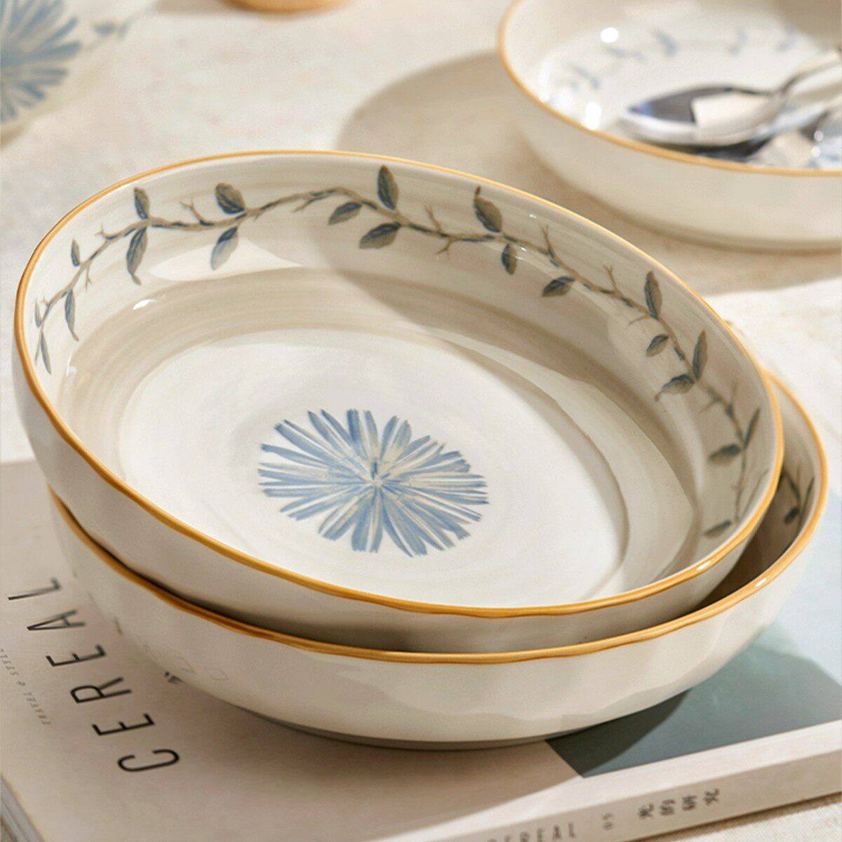 日式陶瓷盘子家用菜盘2025新款深盘汤盘釉下彩圆形菜碟子餐盘餐具,淘宝优惠券,粉丝福利购,淘宝优惠卷